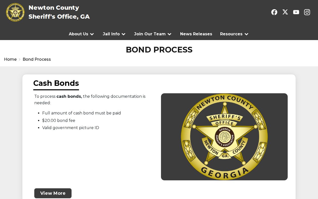Newton County 24-hour release bond process categories