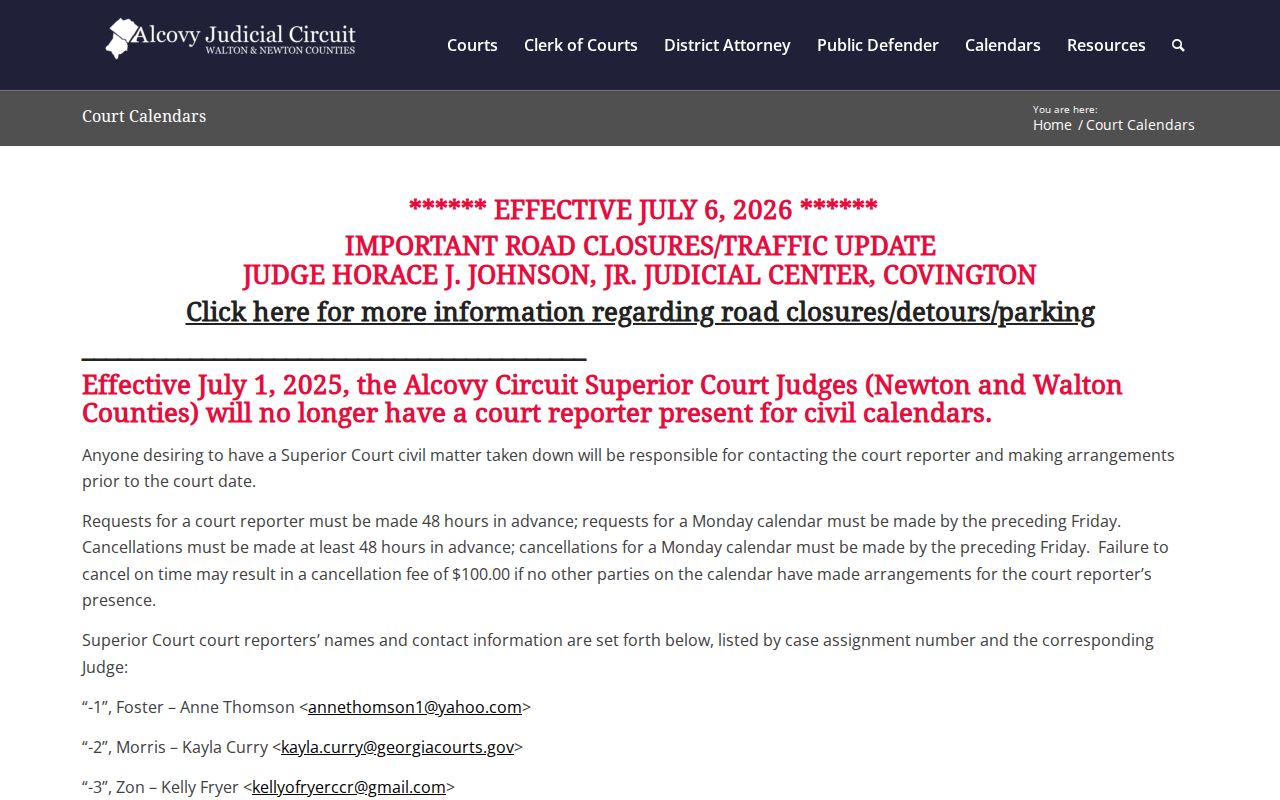 Newton County 72-hour release court calendar source