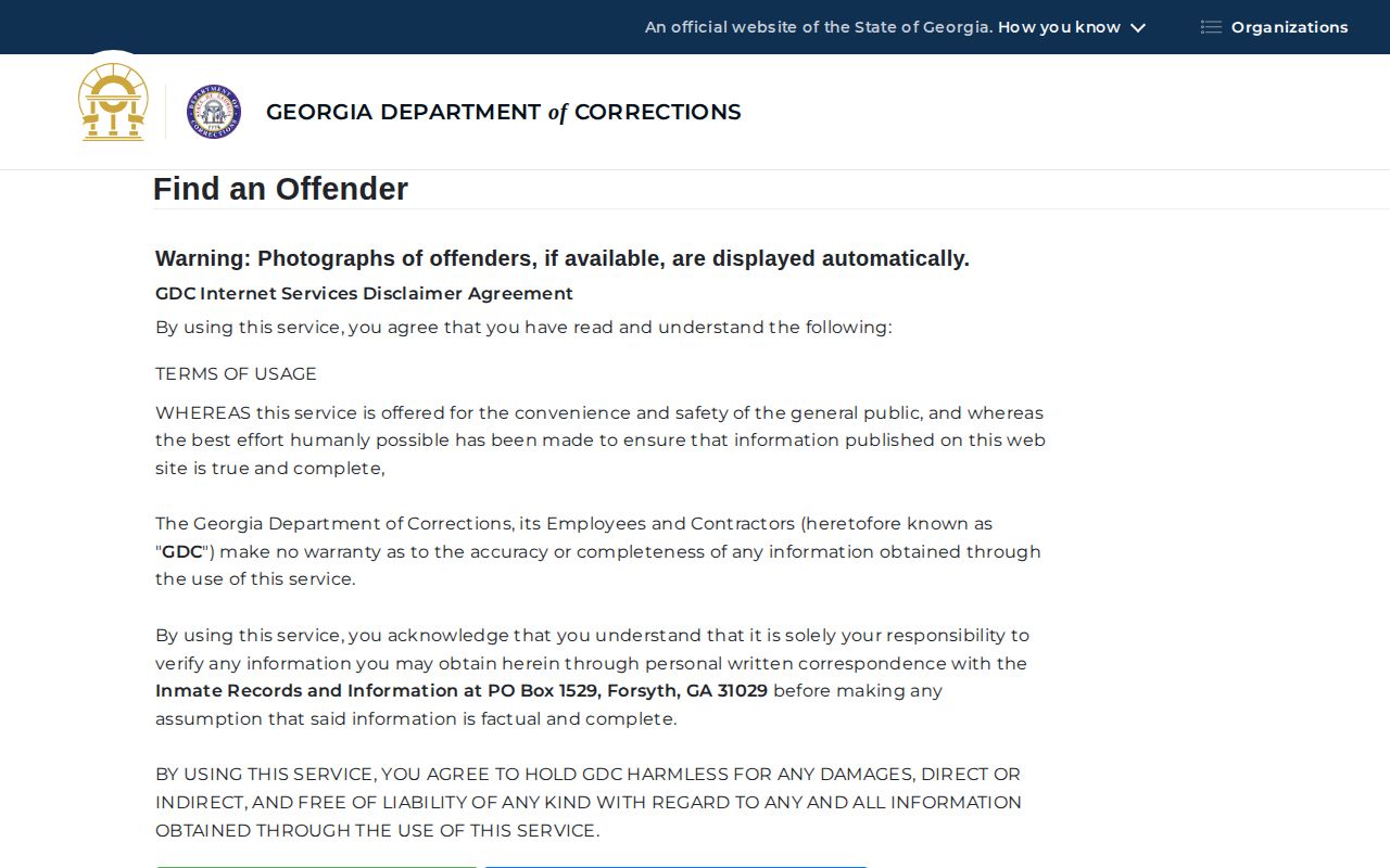 Georgia Department of Corrections offender search form used for Newton County state-prison release dates